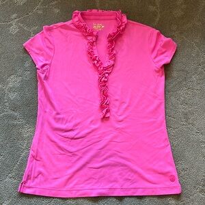 Lilly Pulitzer Pink Ruffle Short Sleeve Tee